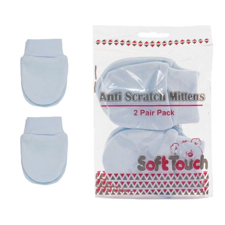 Picture of P110COLL-B/W:-0502- BLUE  2 PACK ANTI-SCRATCH MITTENS